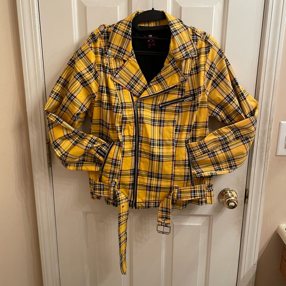 Royal Bones by Tripp Yellow Plaid Crop Jacket
